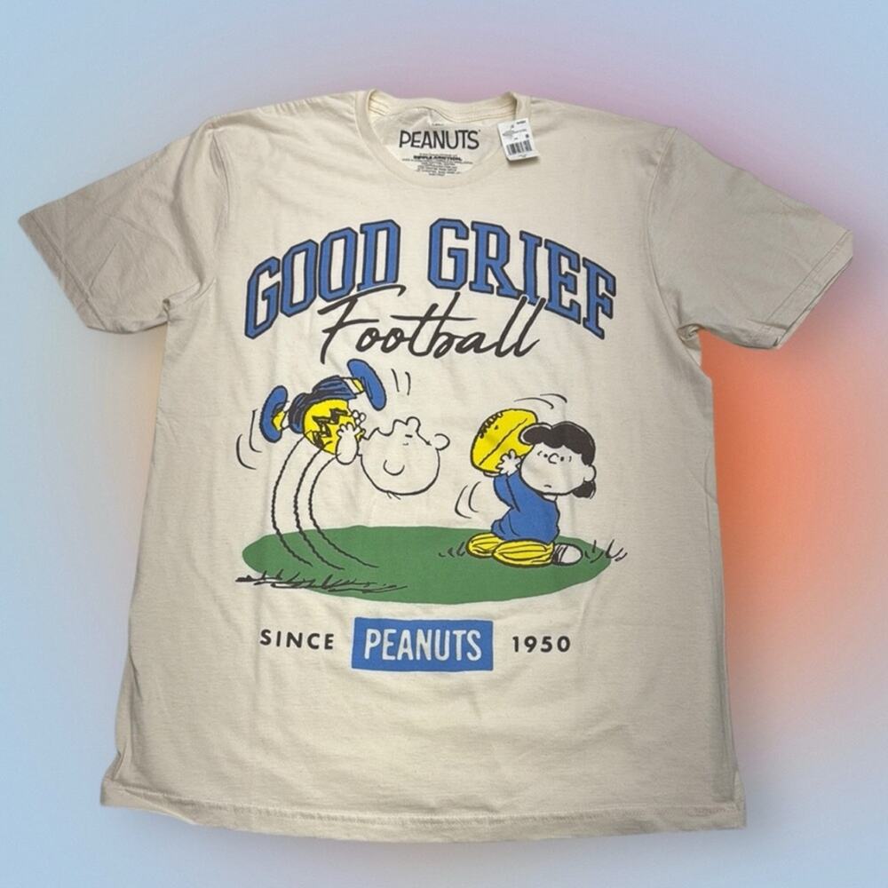 PEANUTS Men’s Medium GOOD GRIEF FOOTBALL T-Shirt - Picture 1 of 4